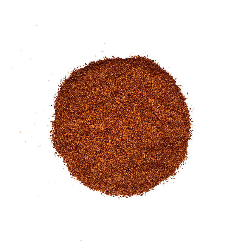 Finely ground Rooibos Espresso tea on a white background