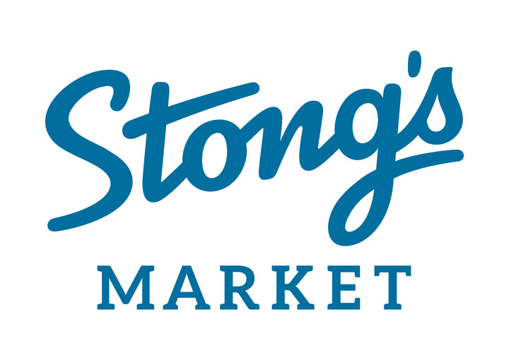 Stong's Market logo with blue text on a white background